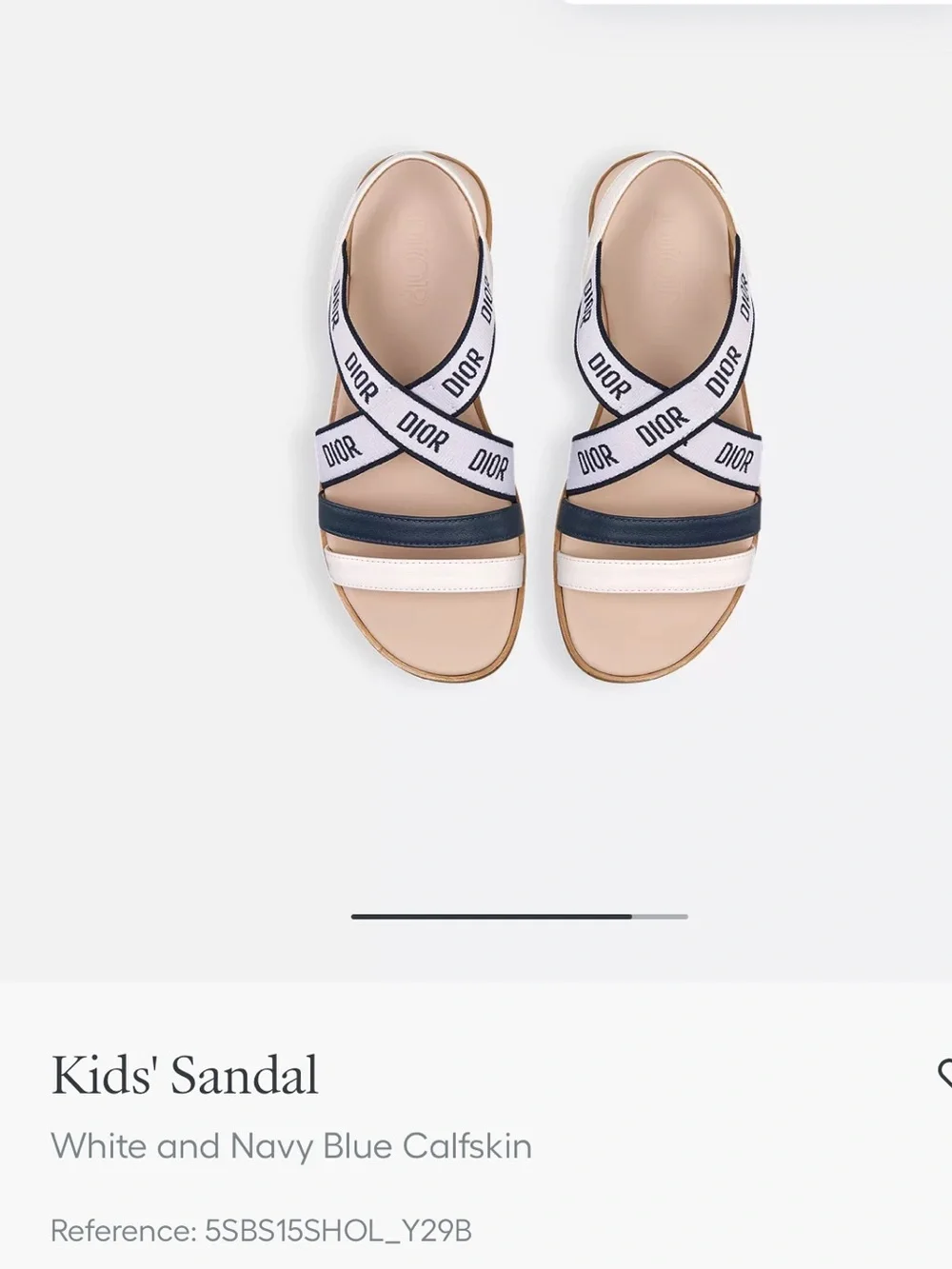 Dior Kids Navy and White Logo Strap Sandals